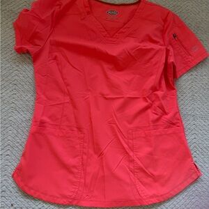 Bright Coral Pink Scrub Top